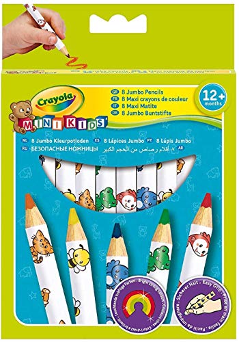 Crayola 3678, Mini Kids - Matitoni decorati, Età 12 Mesi, per Asilo e Tempo Libero, Colori Assortiti, 8 Pezzi
