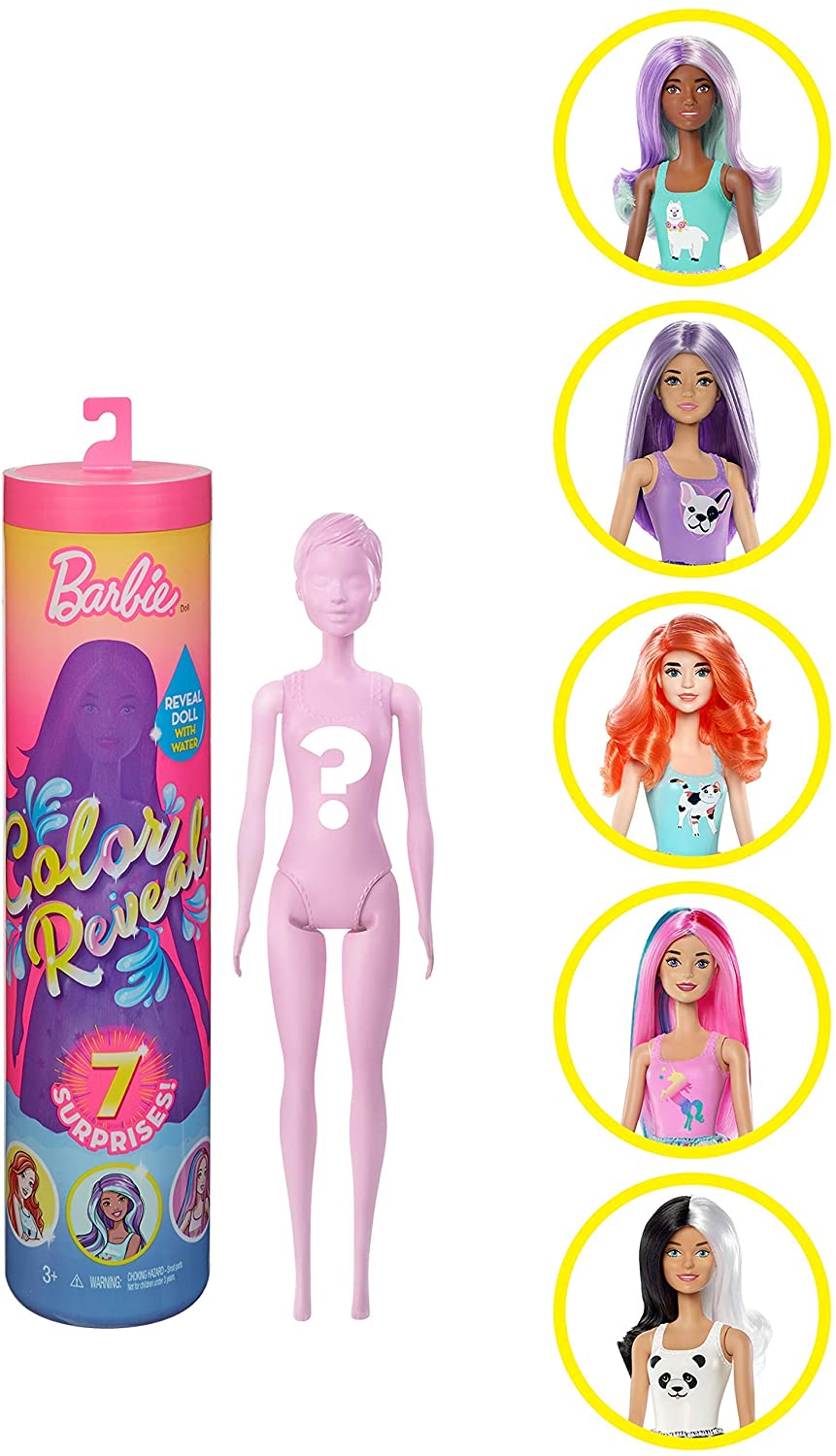 Barbie GMT48 - Color Reveal Assortimento a Sorpresa, Vestito e Acconciatura, Giocattolo per Bambini 3+ Anni, Modelli Asortiti