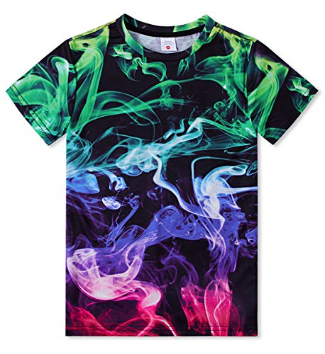 TUONROAD Ragazzo Ragazze T Shirt Divertente 3D Fumo Colorato Tee Bambini Maglietta 14-16 Anni