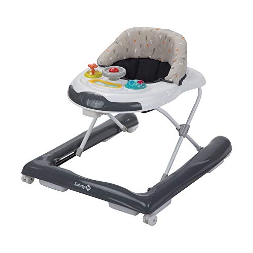 Safety 1St Bolid Girello Bambino Primi Passi per bambini da 6 mesi a 12 kg, Piano Gioco con Musica e Gioco elettronico, regolabile in altezza, Warm grey