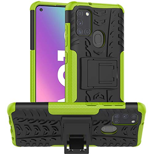 ALDHOFA Cover Samsung Galaxy A21s, Doppio Strato a Ibrida Phone Caso per Samsung A21s-Verde