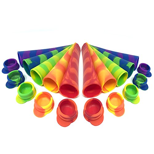 10 Grandi Stampi per Ghiacciolo in Silicone, Formine per Ghiaccioli, Ice Pop, Ice Lolly (80ML) - Flessibile, 100% Senza BPA & Coperchio a Prova di Perdita| Riutilizzabile e Lavabile in Lavastoviglie.