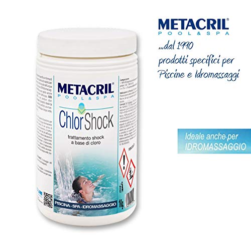 Metacril Chlor Shock 1KG granulare- Cloro (dicloro) Rapida dissoluzione in granuli per Trattamento Shock per Piscina e Spa IDROMASSAGGIO - Spedizione IMMEDIATA