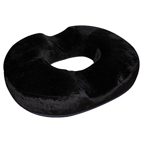 Ciambella Coccige- Cuscino in Memory Foam-Cuscino Anello 40x32 cm con un Foro 16.5x10 cm con Custodia Velluto Nero-Cuscino Foam Resistente per Viaggio, Emorroidi, Dolore al Coccige -in Casa o Ufficio