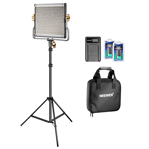 Neewer Bicolore 480 LED Luce Video Luce e Stand Kit con Batteria e Caricabatterie per Studio, Ripresa di Video, Struttura in Metallo Durevole, con Staffa a U, 3200-5600K, CRI 96+