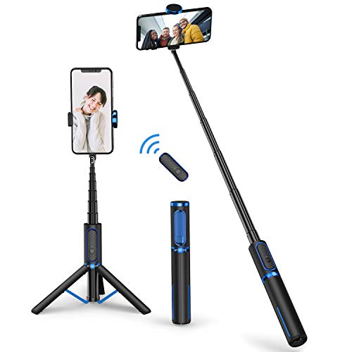 ATUMTEK Bastone Selfie Treppiede, Mini 3 in 1 Selfie Stick Bluetooth Estensibile in Alluminio con Telecomando Wireless con Rotazione a 270° per iPhone XS Max/XS/XR/X/8, Samsung e Smartphone