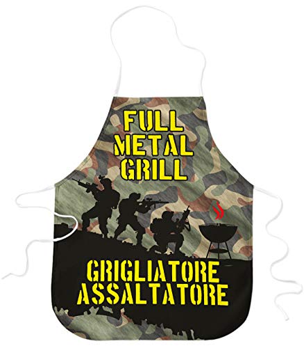 STAMPATEK Grembiule Divertente Barbecue Grigliatore Assaltatore Mimetico Cucina Grigliare Grembiuli Idea Regalo BBQ