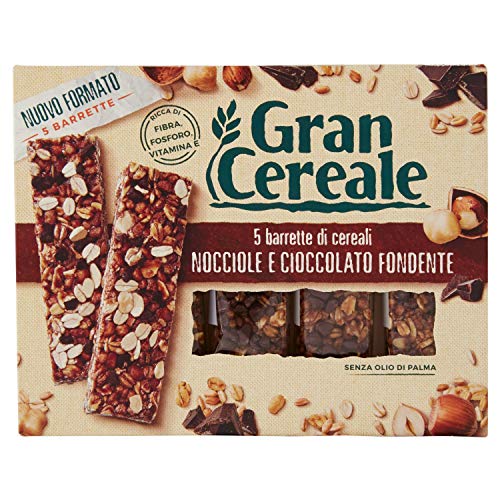 Gran Cereale - Snack Barrette 4 Cereali Nocciola e Cioccolato - Colazione e Snack Dolce - 135 gr