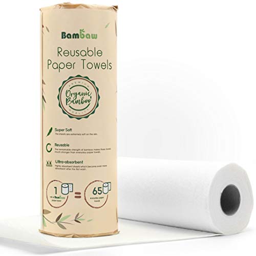 Carta asciugatutto riutilizzabile | Rotolo da cucina eco in Bambù | Multiuso | Resistente, spesso e assorbente | Morbida sulla pelle | 20 fogli | Bambaw