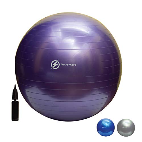 PavaMara fitball 55/65/75cm - Palla Fitness Pilates- Palla da Ginnastica in Palestra casa - Fisioterapia Schiena (Viola, 65 cm)
