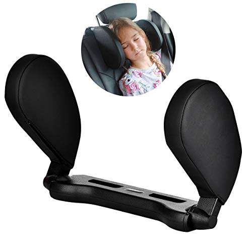 Cozywind Auto Collo Cuscino Retraibile Supporto PU Leather Collo Auto Poggiatesta Per Sedile per Adulti e Bambini (Nero)