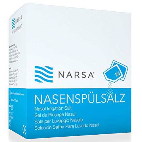 NARSA® Sale Lavaggio Nasale Per Pulizia & Irrigazione del Naso Ideale In caso di Raffreddore Allergie Naso Secco Sinusite Pollini e Altre Particelle Responsabili di Infezioni Kit 60pz.