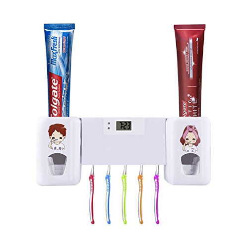 automatico di dentifricio mani libere doppio con dentifricio orologio elettronico per adulti e bambini super Sticky accessori da bagno Puersit