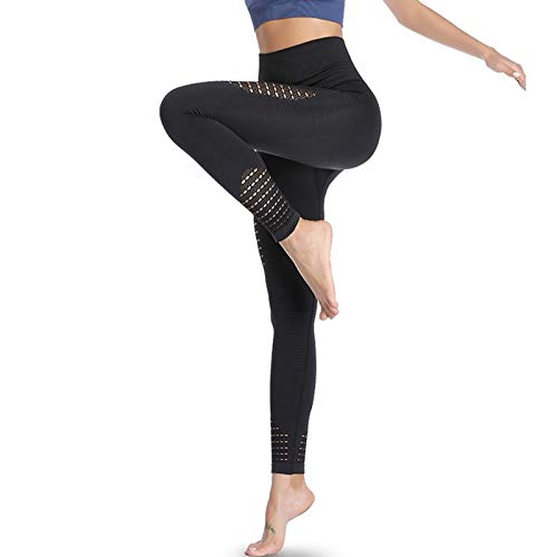 Eono by Amazon - Leggings Sportivi Donna Yoga Pantaloni Vita Alta Senza Cuciture(Nero,M)