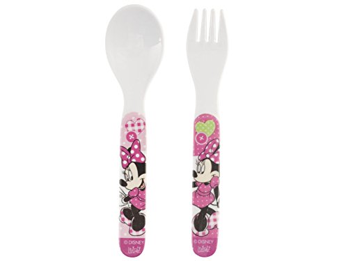 Lulabi Disney Minnie Confezione Cucchiaio e Forchetta in Melammina, 2 Pezzi, Multicolore
