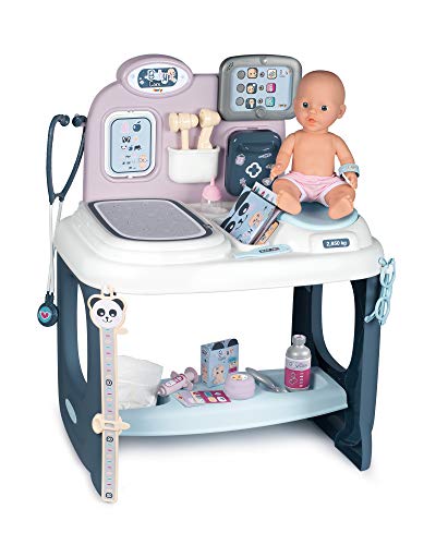 Smoby- Baby Care Centro Pediatra con Bambola e 28 Accessori, 3 Anni, 7600240300