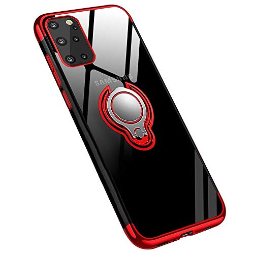 jaligel per Cover Samsung Galaxy S20 Plus 360° Anello Magnetica Supporto Ring Custodia Bumper TPU Silicone Trasparente Case Antiurto Sottile Anti Scivolo Custodia - Rosso