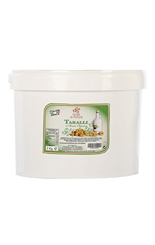 Taralli classici Fiore di Puglia- in secchiello da 3 kg.-salvafreschezza- richiudibile e riutilizzabile