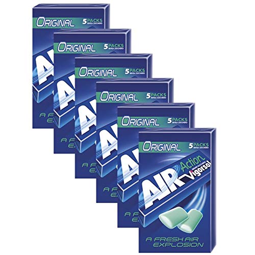 Vigorsol Air Action Gomme da Masticare Senza Zucchero Multipack Stick, Chewing Gum Gusto Menta, 6 Confezioni da 5 Stick, 30 Stick