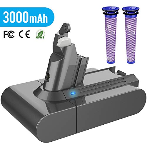 Yaber 3000mAh Batteria di Ricambio per Dyson V6 DC62 DC59 DC61 DC58 Animale DC72 DC74 Aspirapolvere Portatile con 2 Filtri 21,6 V