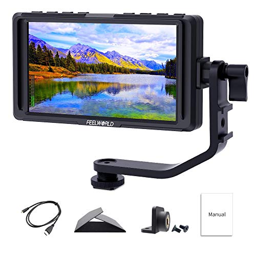 Feelworld F5 5 Pollici On Camera Field Monitor DSLR Small Full HD 1920x1080 IPS Video Peaking Focus Assist con 4K HDMI 8.4V DC Input Output Includono Tilt Arm