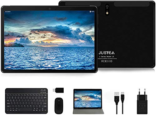 Tablet 10 Pollici Android 9.0 Pie Ultra-Portatile Tablets - RAM 4GB | 64GB Espandibile(Certificazione GOOGLE GSM) -JUSYEA - 8000mAh Batteria - Doppia SIM & WIFI Offerte—Mouse | Tastiera e Altro (Nero)