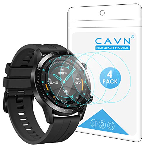 CAVN Proteggi Schermo Compatibile con Huawei Watch GT 2 46mm Pellicola Protettiva [4-Pezzi] , Protezione Schermo in Vetro Temperato 9H Durezza Anti-graffio Anti-Bolle Protezione per Watch GT 2