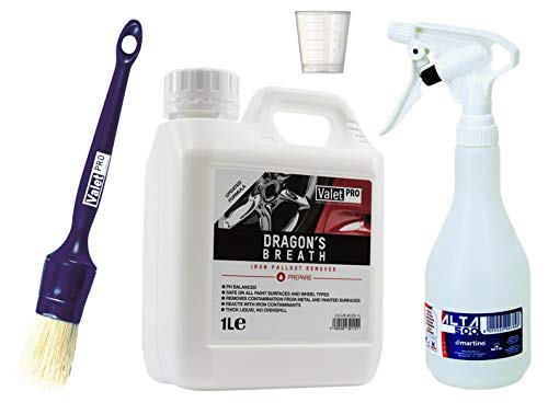 ValetPRO Dragons Breath Wheel Clean - Detergente per cerchioni + pennello per cerchioni + flacone spray