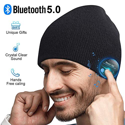 Cappello Bluetooth Idee Regalo Uomo - Cappello Uomo Donna Invernali, Berretto Bluetooth 5.0 Musica Cappello Migliori Regali Natale, Cappello Sportivo da Esterno Campeggio Sci, Ultra Morbidi Lavabili