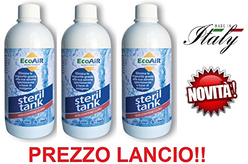 STERIL Tank DETERGENTE per LA Pulizia Periodica dei Serbatoi Camper E per Uso Domestico per Le CONDOTTE di CASA - Non PROVOCA CORROSIONE ED E' INODORE - 3 Bottiglie da 500 ML