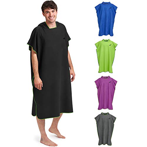 Fit-Flip Poncho ad Asciugamano in Microfibra Anche Come Asciugamano per cambiarsi in Spiaggia Taglia: L Colore: Nero-Verde