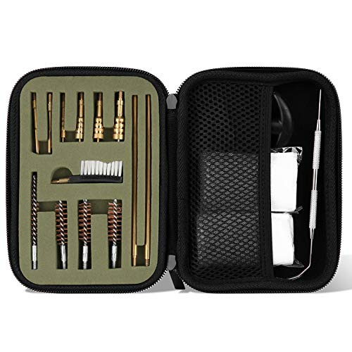 ProCase Kit di Pulizia per Pistola Calibro 9 22 38 40 45 357 MM, Set di Pulizia Armi Pulizia Cura Della Pistola da Softair da Caccia Borsa da Tiro -Verde