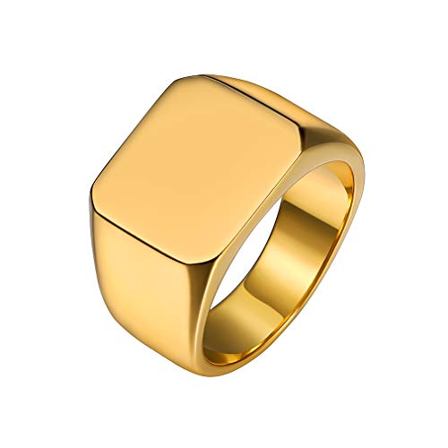 Custom4U Signet Ring for Men Gold, Plain Ring for Men, Promise Ring for Men Boy