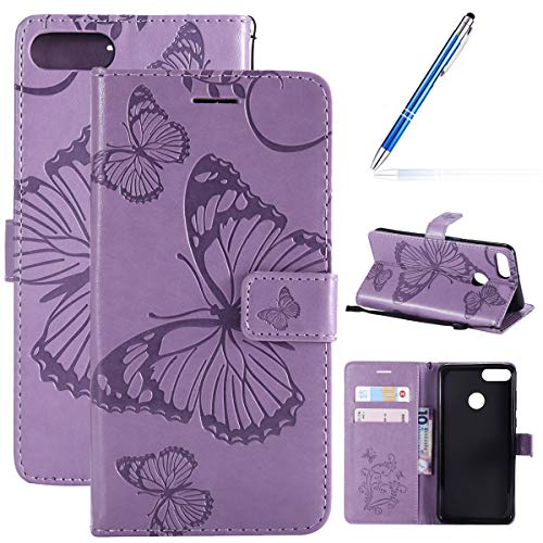 Robinsoni Custodia Compatibile con Huawei Y9 2018 Cover Folio a Fogli Mobili Cover Libro Pelle PU Case Taccuino Cover Huawei Y9 2018 Portafoglio Custodia Libretto Flip Caso Magnetica Farfalla Cover