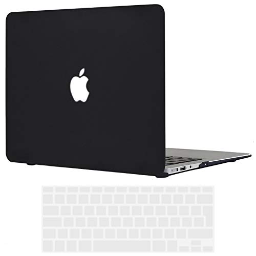 TECOOL Custodia MacBook Air 13 Pollici 2010-2017 (Modello: A1466 / A1369), Ultra Sottile Plastica Case Cover Rigida Copertina con Copertura della Tastiera in Silicone per MacBook Air 13.3 - Nero