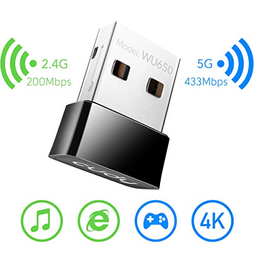 Cudy WU650 Adattatore WiFi USB AC650 433Mbps + 200Mbps USB per PC con modalità SoftAP - Nano Size | Compatibile con Windows XP / 7/8 / 8.1/10, Mac OS 10.6~10.11