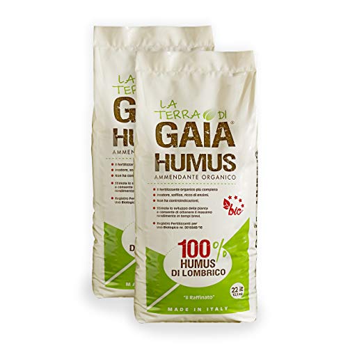 La Terra di Gaia 100% Humus di Lombrico - Fertilizzante Biologico PREMIUM - 2 sacchi da 22 l (tot 25 Kg)