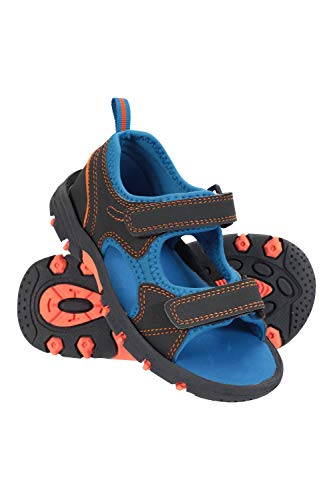 Mountain Warehouse Sandali per Bimbi Pebble - Scarpe per Bambini con Fodera in Neoprene, Phylon, Chiusura a Strappo Rimovibile sul Retro, Ciabatte estive con Gancio e Anello Mimetizzazione Blu 30.5