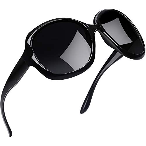 Joopin Occhiali da Sole Polarizzati da Donna Grandi Moda Specchiati Signora Antiriflesso UV400 Protezione Occhiali da Sole Polarizzate (Moda Nero)