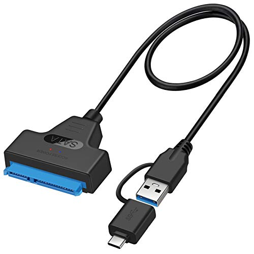 EasyULT Adattatore USB 3.0 a SATA, Convertitore e Cavo USB 3.0/Type-C a SATA per HDD SSD 2.5 Pollici, Type-C Cavo per Hard Drive SATA, Supporto UASP SATA III - 50cm