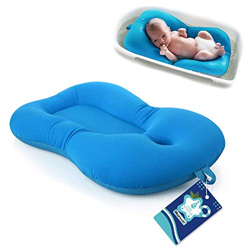 Moonvvin - Materassino galleggiante per il bagno del neonato, materassino morbido con cuscino Blue