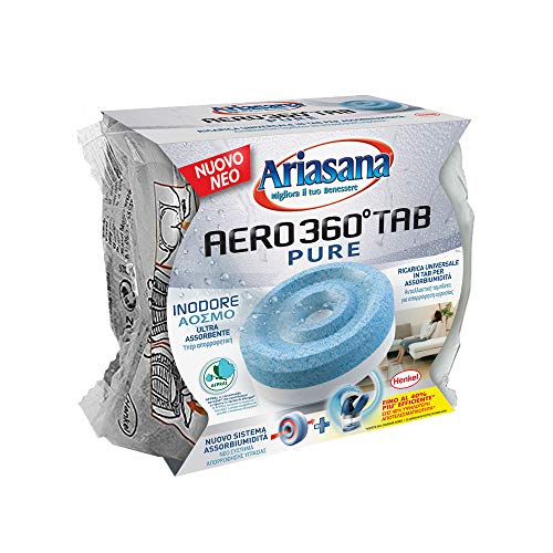 Ariasana Aero 360° Ricarica inodore assorbi umidità per dispositivo Aero 360° kit, Ricarica TAB assorbe l'umidità e neutralizza i cattivi odori, 1 TAB x 450g