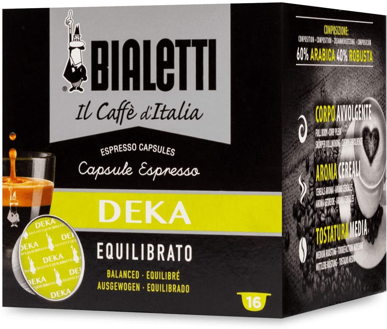 Bialetti Caffè d'Italia Deka (Gusto Equilibrato) - Box 16 Capsule