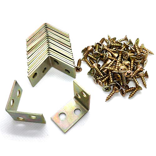 Allnice 20PCS 25 x 25 x 16 mm 90 gradi metallo ad angolo retto staffa mensola di supporto con 80PCS viti