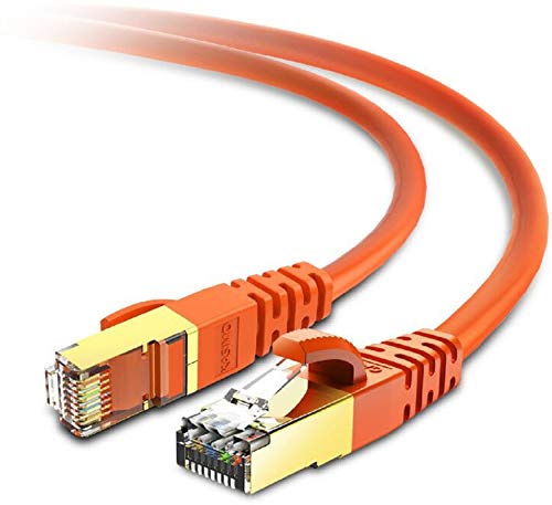 KASIMO Cavo Ethernet LAN Cat 8 RJ45, SFTP velocità Cavo di Rete 40 Gbps / 2000Mhz (3m Arancione)