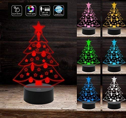 Lampada ALBERO DI NATALE a led MULTICOLORE a batteria + cavo usb decorazioni luci colorate di Natale natalizie IDEA REGALO