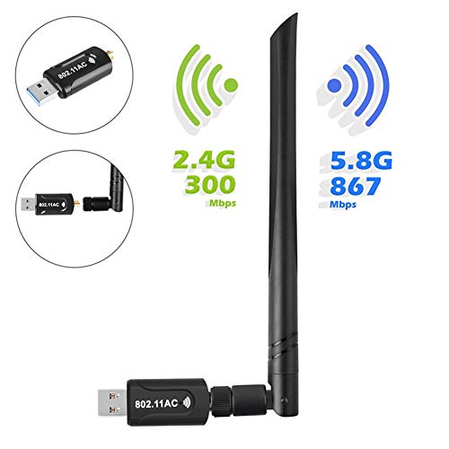 Yizhet 1200Mbps Adattatore WiFi USB 3.0 di Alta velocità WiFi Antenna Dual Band Compatibile con Windows 7/8/10 / Vista/XP / 2000, Mac OS, Linux