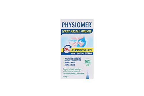 Physiomer Spray Nasale Sinusite, 24 Ore di Rapido Sollievo con 1 Dose al Giorno - 50 mg