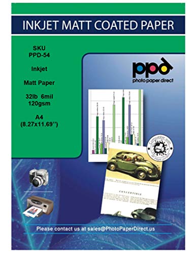PPD A4 Carta Fotografica Opaca Per Stampanti A Getto D’Inchiostro Inkjet, 120g, 100 fogli - PPD-54-100