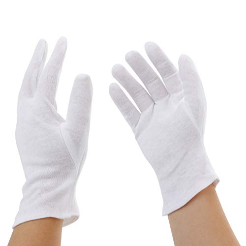 Incutex 12 paia di guanti di stoffa in cotone, bianchi, taglia M